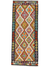 Orientalsk Kelim Afghan Old Style Teppe 82X201Løpere Svart/Mørk Rød Ull, Afghanistan Carpetvista