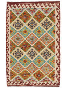  Itämainen Kelim Afghan Old Style Matot Matto 103X161 Ruskea/Tummankeltainen Villa, Afganistan Carpetvista