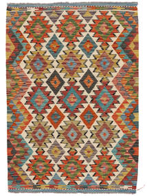  Orientalsk Kelim Afghan Old Style Teppe 100X143 Brun/Mørk Rød Ull, Afghanistan Carpetvista