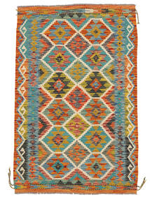 Kelim Afghan Old Style Teppe 100X154 Mørk Grønn/Brun Ull, Afghanistan Carpetvista