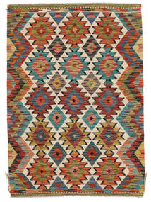  99X140 Kelim Afghan Old Style Matot Matto Ruskea/Tummanpunainen Afganistan Carpetvista