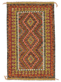  99X161 Kelim Afghan Old Style Tæppe Brun/Mørkerød Afghanistan Carpetvista