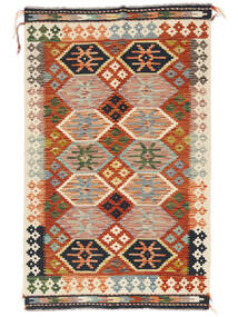 絨毯 キリム アフガン オールド スタイル 97X157 茶色/ダークレッド (ウール, アフガニスタン)