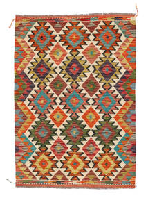  102X145 Kelim Afghan Old Stil Teppich Braun/Dunkelrot Afghanistan Carpetvista