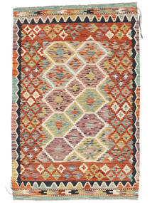  103X157 Kelim Afghan Old Style Matot Matto Tummanpunainen/Beige Afganistan Carpetvista