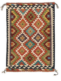 98X140 絨毯 オリエンタル キリム アフガン オールド スタイル 茶色/ダークレッド (ウール, アフガニスタン) Carpetvista
