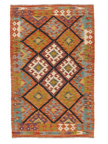  95X155 Kelim Afghan Old Style Matot Matto Ruskea/Tummanpunainen Afganistan Carpetvista