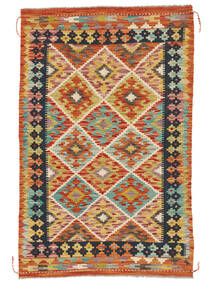  95X148 Kelim Afghan Old Style Matot Matto Tummanpunainen/Ruskea Afganistan Carpetvista