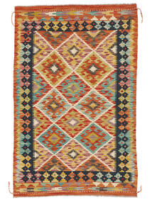  95X148 Kelim Afghan Old Style Matta Mörkröd/Brun Afghanistan Carpetvista