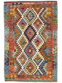  Kelim Afghan Old Style Matot 99X151 Villamatto Tummankeltainen/Tummanpunainen Pieni Matto Carpetvista