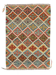 絨毯 キリム アフガン オールド スタイル 98X140 ダークレッド/茶色 (ウール, アフガニスタン)