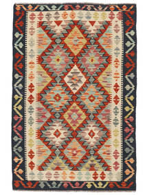  Orientalischer Kelim Afghan Old Stil Teppich 98X148 Schwarz/Dunkelrot Wolle, Afghanistan Carpetvista