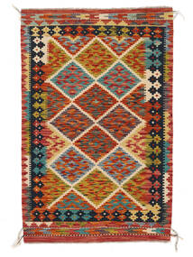  Kelim Afghan Old Style Matot 97X149 Ruskea/Tummanpunainen Carpetvista