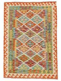  Orientalisk Kelim Afghan Old Style Matta 103X147 Orange/Grön Ull, Afghanistan Carpetvista