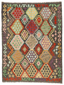 Kilim Afghan Old Style Rug 133X175 Brown/Green Carpetvista