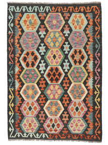  Orientalischer Kelim Afghan Old Stil Teppich 125X180 Schwarz/Grün Wolle, Afghanistan Carpetvista