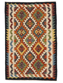  98X150 Kelim Afghan Old Style Vloerkleed Zwart/Donkerrood Afghanistan Carpetvista