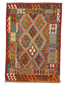  106X155 Kelim Afghan Old Style Matot Matto Ruskea/Tummanpunainen Afganistan Carpetvista
