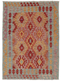 絨毯 オリエンタル キリム アフガン オールド スタイル 127X176 茶色/ダークレッド (ウール, アフガニスタン)