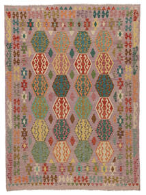  Kelim Afghan Old Style Tæppe 214X291 Brun/Mørkegul Carpetvista