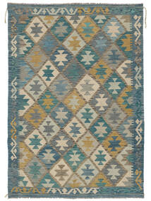 126X179 絨毯 オリエンタル キリム アフガン オールド スタイル ダークターコイズ/茶色 (ウール, アフガニスタン) Carpetvista