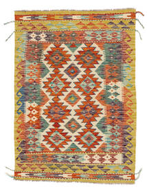  101X142 Kelim Afghan Old Style Teppe Brun/Oransje Afghanistan Carpetvista