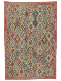 202X294 Kilim Afghan Old Style Rug Oriental Green/Brown (Wool, Afghanistan) Carpetvista