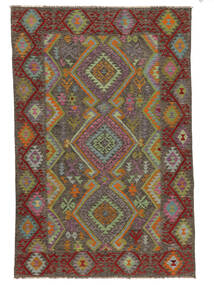 絨毯 オリエンタル キリム アフガン オールド スタイル 207X314 茶色/ブラック (ウール, アフガニスタン)