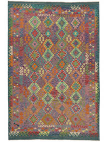 絨毯 キリム アフガン オールド スタイル 209X314 ダークレッド/ブラック (ウール, アフガニスタン)