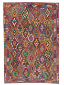  Kilim Afghan Old Style Tappeto 209X302 Di Lana Rosso Scuro/Verde Scuro Carpetvista