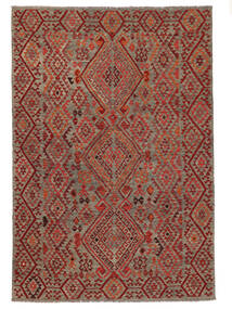  208X300 Kelim Afghan Old Style Matot Matto Tummanpunainen/Ruskea Afganistan Carpetvista