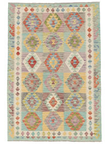 絨毯 キリム アフガン オールド スタイル 123X182 グリーン/オレンジ (ウール, アフガニスタン)