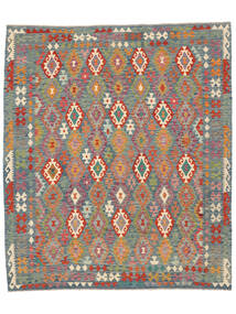 261X303 Tapis Kilim Afghan Old Style D'orient Gris Foncé/Rouge Foncé Grand (Laine, Afghanistan) Carpetvista