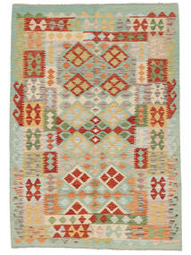  Kelim Afghan Old Style Vloerkleed 127X181 Wol Groen/Oranje Klein Carpetvista