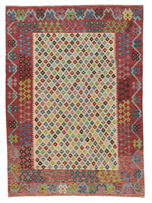  Kelim Afghan Old Stil 211X290 Wollteppich Dunkelrot/Orange Carpetvista