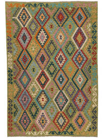 202X292 Kelim Afghan Old Style Matta Orientalisk Brun/Mörkgul (Ull, Afghanistan) Carpetvista