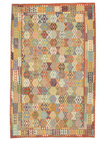  Orientalisk Kelim Afghan Old Style Matta 309X487 Grön/Orange Stor Ull, Afghanistan Carpetvista