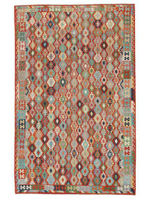 Kelim Afghan Old Stil Teppich 311X485 Dunkelrot/Grün Großer Wolle, Afghanistan Carpetvista