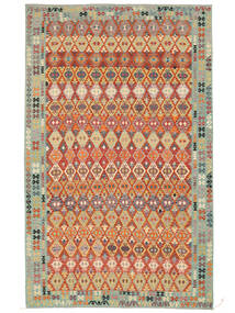  Kilim Afghan Old Style Alfombra 308X493 De Lana Marrón/Verde Grande Carpetvista
