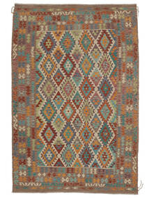  Kelim Afghan Old Style Matot 200X300 Ruskea/Tummanpunainen Carpetvista