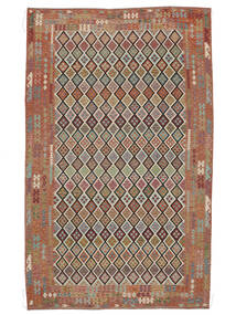 Tapete Kilim Afegão Old Style 309X495 Castanho/Vermelho Escuro Grande (Lã, Afeganistão)