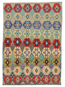  182X253 Kelim Afghan Old Style Matot Matto Musta/Tummanpunainen Afganistan Carpetvista