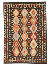 絨毯 キリム アフガン オールド スタイル 169X244 ブラック/茶色 (ウール, アフガニスタン)