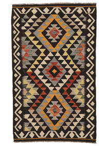 95X156 絨毯 キリム アフガン オールド スタイル オリエンタル ブラック/茶色 (ウール, アフガニスタン) Carpetvista