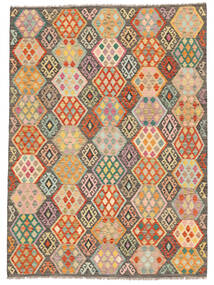 Kilim Afghan Old Style Rug 184X249 Brown/Green Wool, Afghanistan Carpetvista