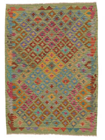 絨毯 キリム アフガン オールド スタイル 107X152 ダークグリーン/茶色 (ウール, アフガニスタン)