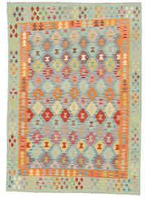 173X247 Tapete Oriental Kilim Afegão Old Style Verde/Castanho (Lã, Afeganistão) Carpetvista