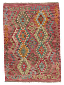  Kelim Afghan Old Stil Teppich 100X139 Dunkelrot/Braun Carpetvista