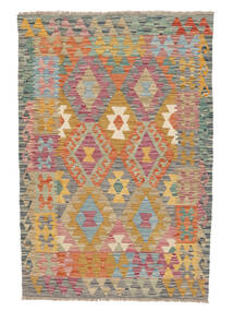 106X152 Tappeto Orientale Kilim Afghan Old Style Marrone/Verde Scuro (Lana, Afghanistan) Carpetvista