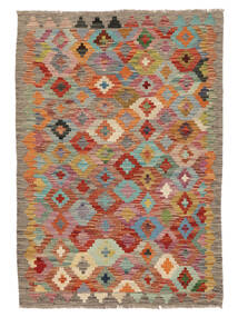 105X149 Kelim Afghan Old Stil Teppich Orientalischer Braun/Dunkelrot (Wolle, Afghanistan) Carpetvista